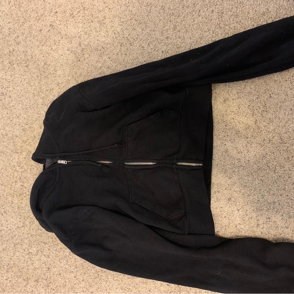 Brandy Melville Black Cropped Zip Up